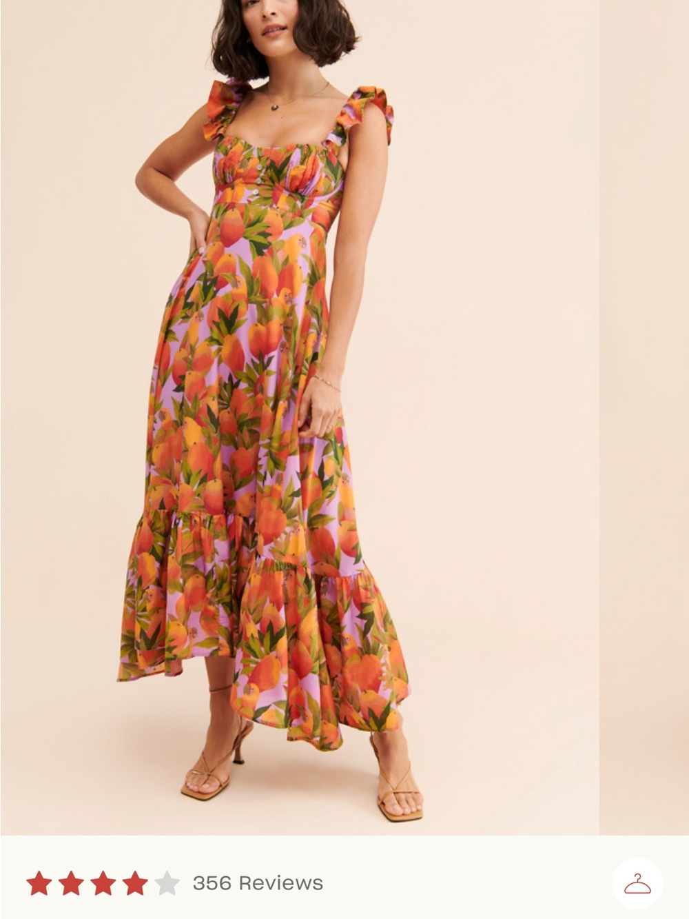 FARM Rio Orange & Pink Floral Ruffle-Strap Maxi Dress